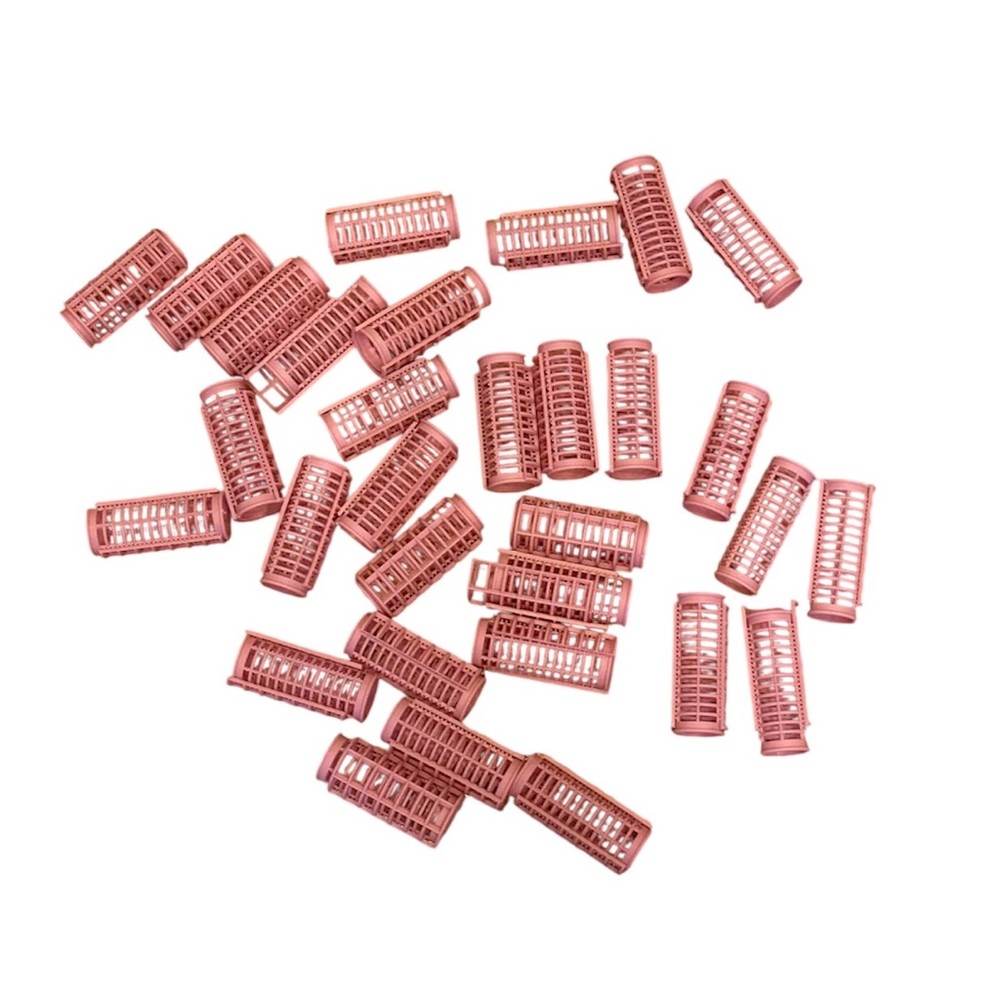 Vintage Pink Hair Curlers 31 Plastic Halloween Costume Hair Styling Grandma